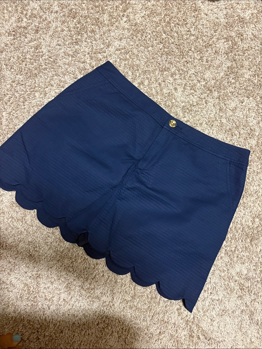 Lilly Pulitzer Navy Scallop Hem High Waist Shorts
